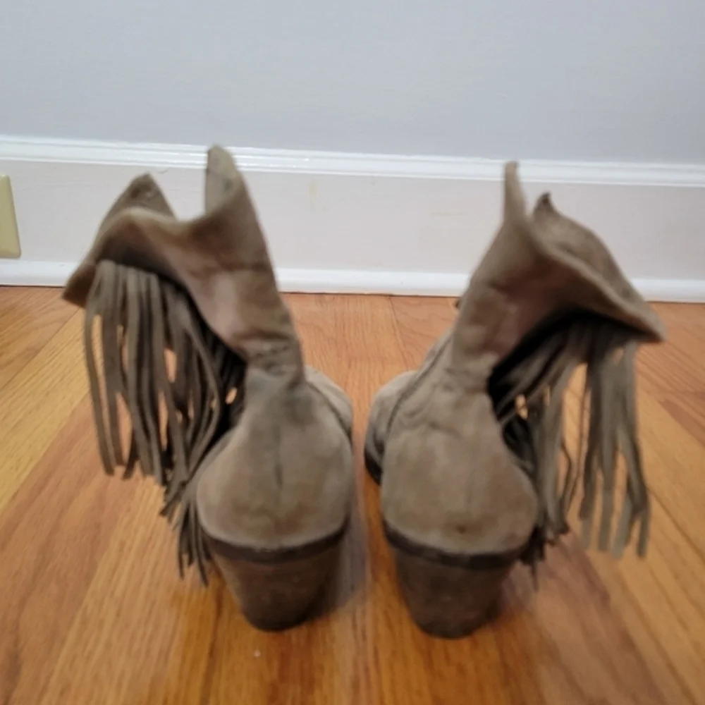 Sam Edelman Women's Louie Western Fringe Boot Tan Size 6 Suede‎ Leather Festival
